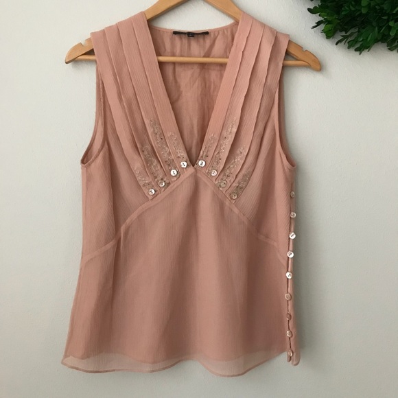 David Meister Tops - 🏝• David Meister • Silk Crepe Blush Top Sz 8